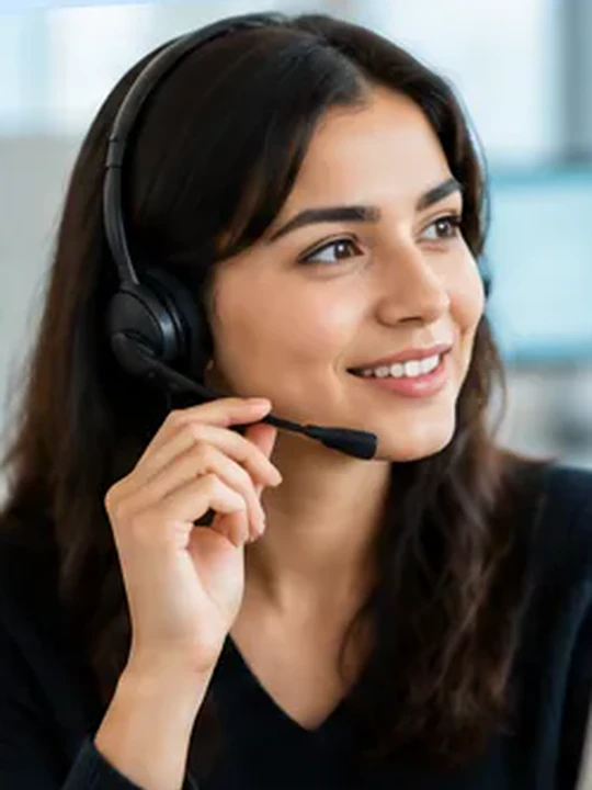A support team member on a headset